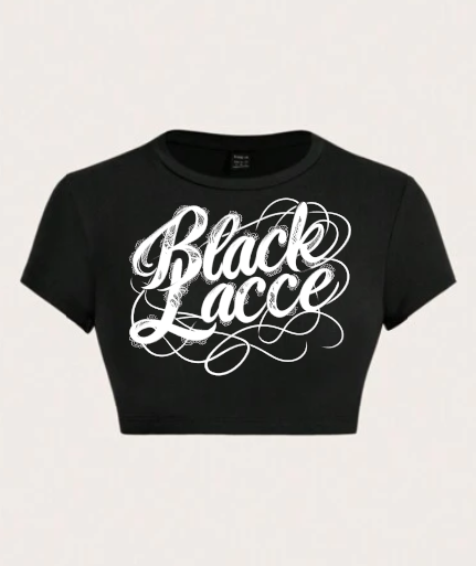 T Shirt Crop Black Lace